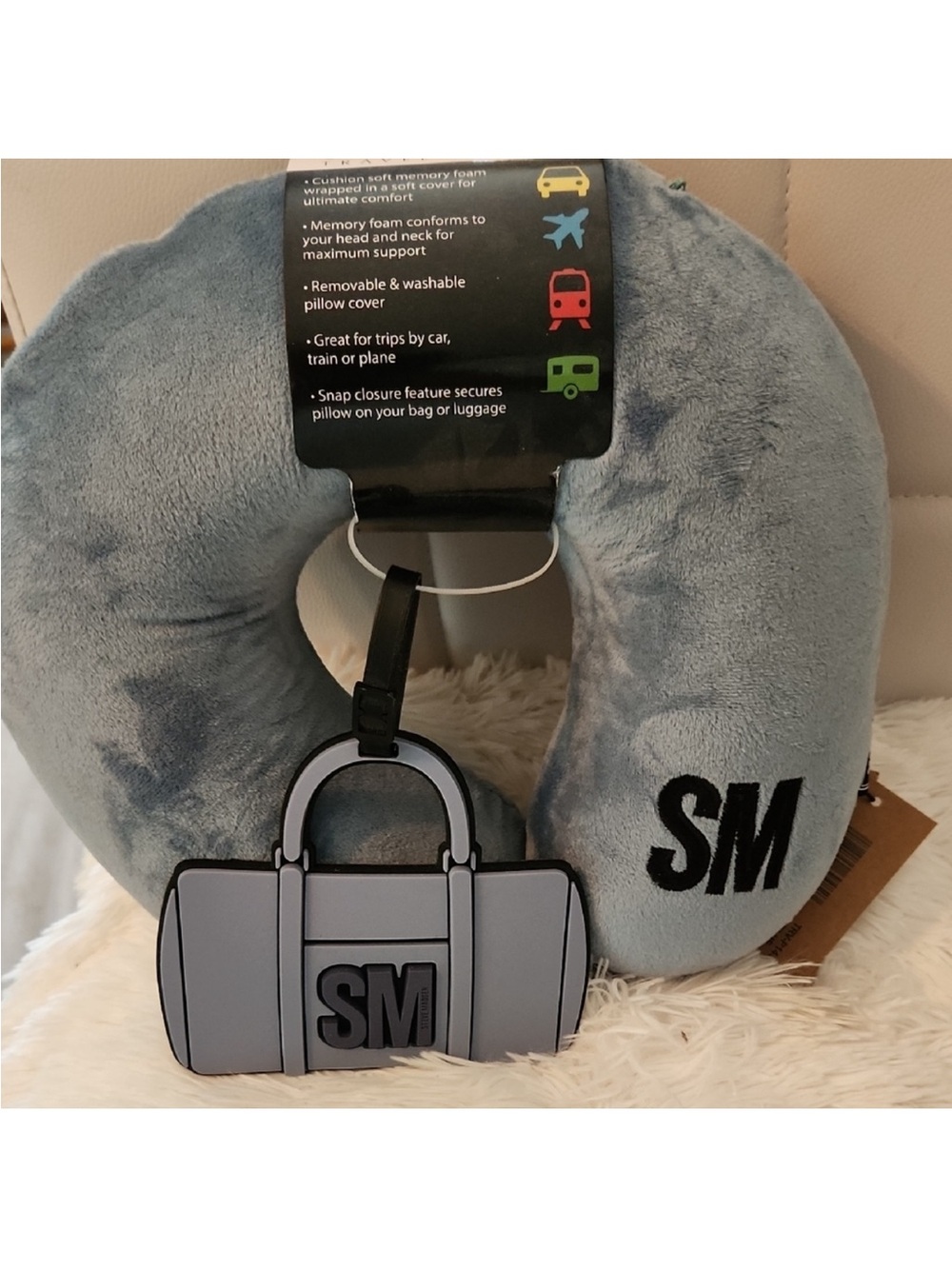 Steve Madden Light Gray Travel Neck Pillow with Memory Foam